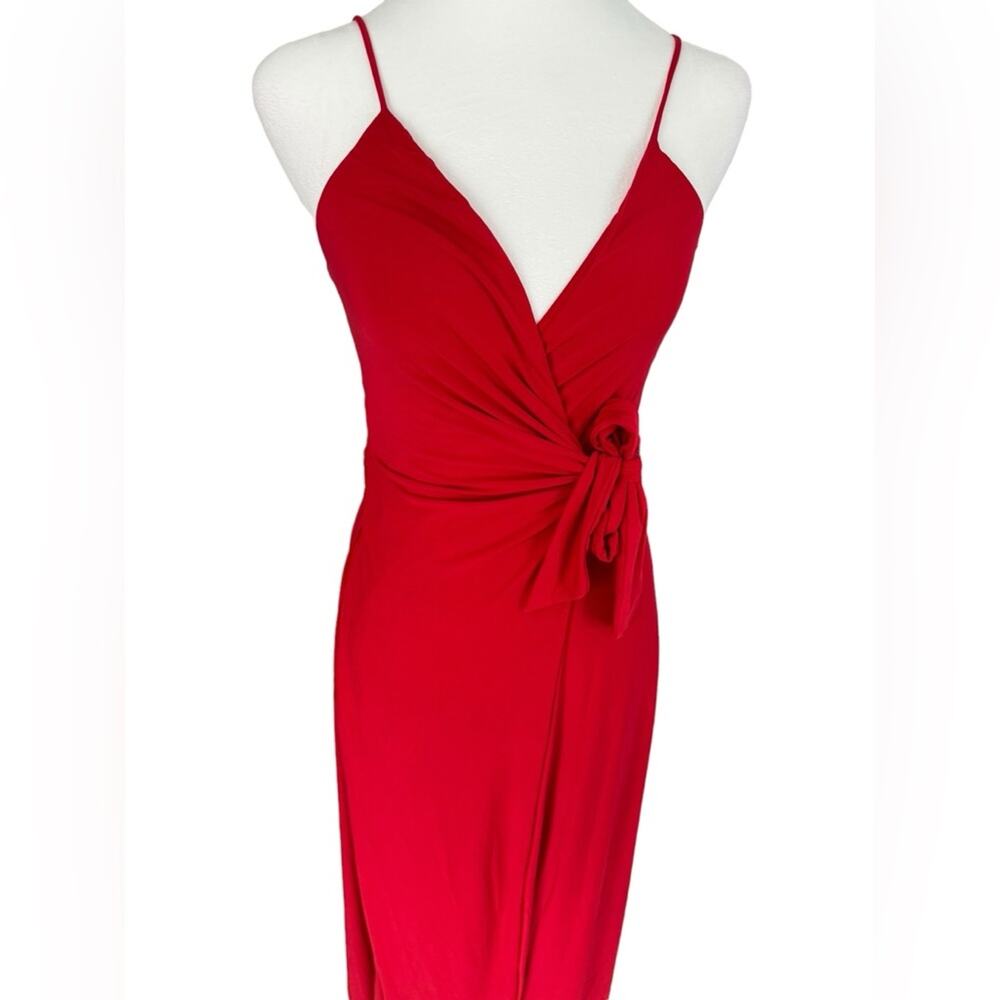 Misa Los Angeles Veronica Dress Red Long Wrap Maxi Stretchy Romantic Glamorous - Picture 3 of 16